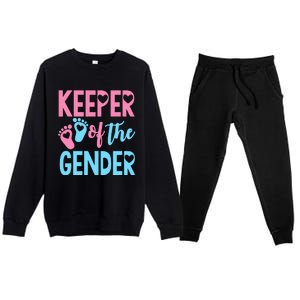 funny Gender Reveal Keeper of the Gender Reveal Premium Crewneck Sweatsuit Set