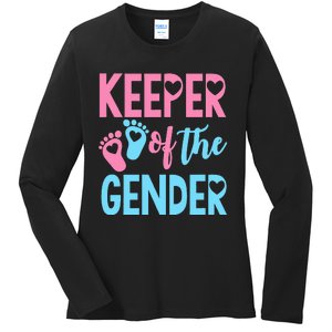 funny Gender Reveal Keeper of the Gender Reveal Ladies Long Sleeve Shirt