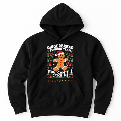 Funny Gingerbread Running Team Ugly Christmas Sweater Hoodie