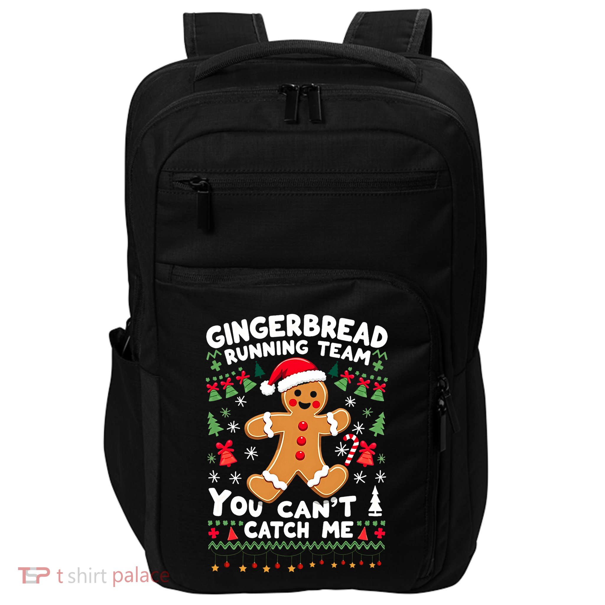 Funny Gingerbread Running Team Ugly Christmas Sweater Impact Tech Backpack