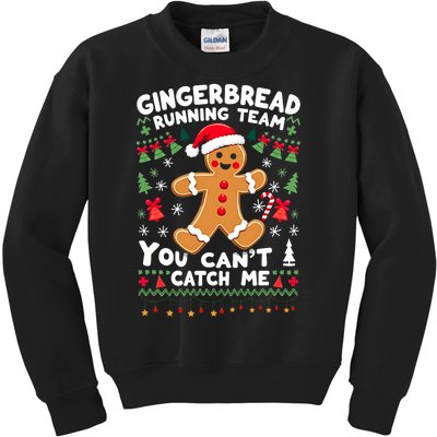 Funny Gingerbread Running Team Ugly Christmas Sweater Kids Sweatshirt