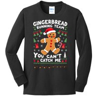 Funny Gingerbread Running Team Ugly Christmas Sweater Kids Long Sleeve Shirt