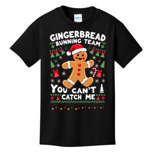 Funny Gingerbread Running Team Ugly Christmas Sweater Kids T-Shirt