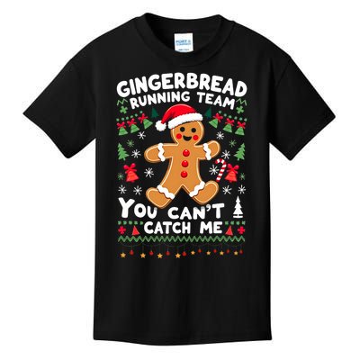 Funny Gingerbread Running Team Ugly Christmas Sweater Kids T-Shirt