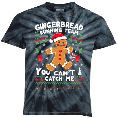 Funny Gingerbread Running Team Ugly Christmas Sweater Kids Tie-Dye T-Shirt