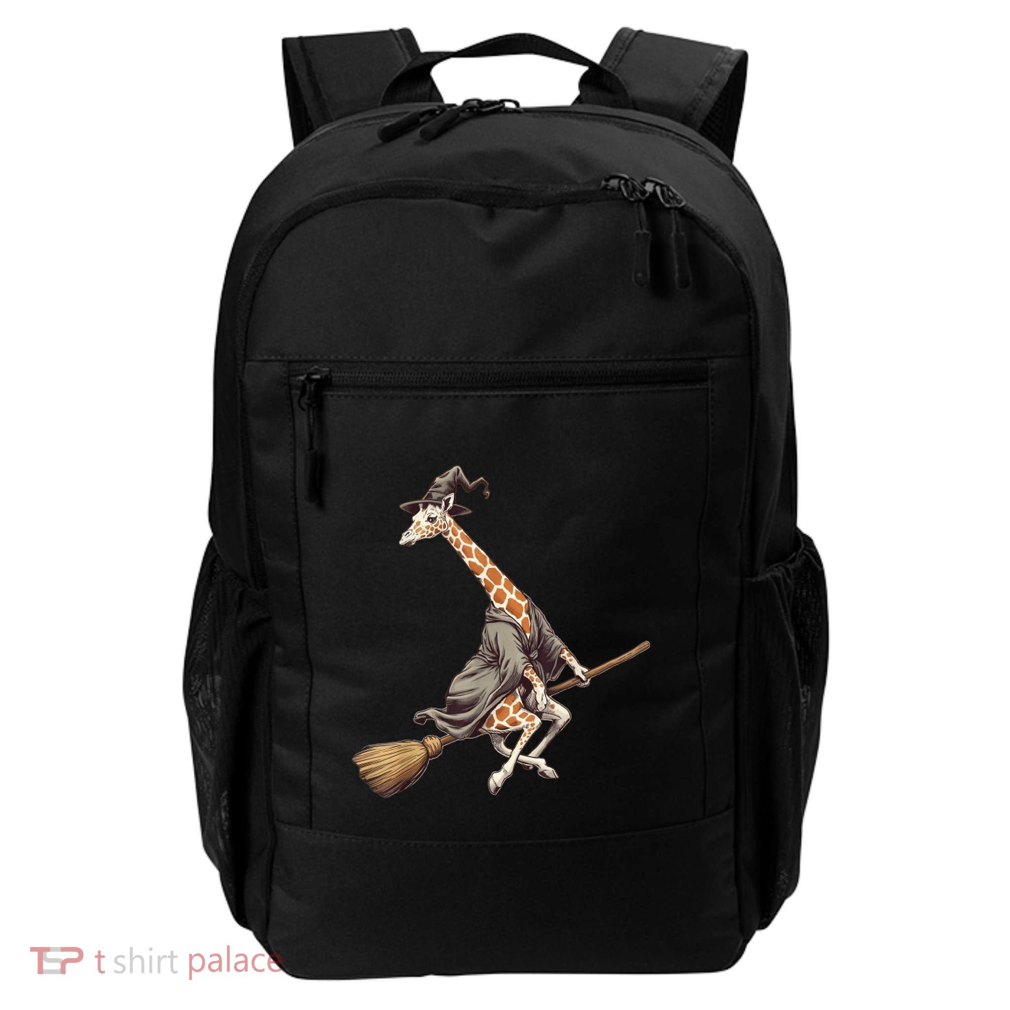 Funny Giraffe Ride Witch Shotgun Giraffe Happy Halloween Daily Commute Backpack