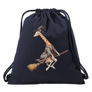 Funny Giraffe Ride Witch Shotgun Giraffe Happy Halloween Drawstring Bag