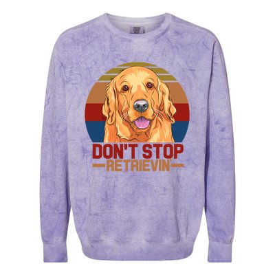 Funny Golden Retriever Dont Stop Retrievin Gift Colorblast Crewneck Sweatshirt