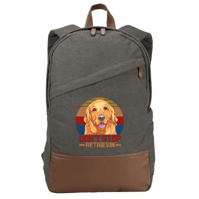 Funny Golden Retriever Dont Stop Retrievin Gift Cotton Canvas Backpack