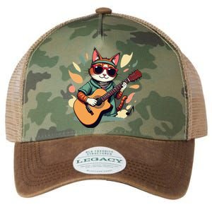 Funny Guitar Rock Cat Playing Guitar Cat For Legacy Tie Dye Trucker Hat