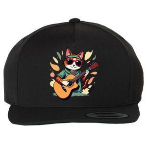 Funny Guitar Rock Cat Playing Guitar Cat For Wool Snapback Cap