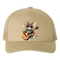 Funny Guitar Rock Cat Playing Guitar Cat For Yupoong Adult 5-Panel Trucker Hat