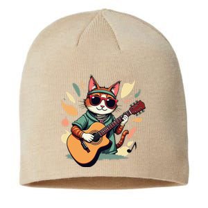 Funny Guitar Rock Cat Playing Guitar Cat For Sustainable Beanie