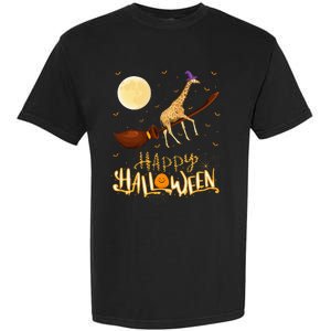 Funny Giraffe Ride Witch Shotgun Giraffe Halloween Garment-Dyed Heavyweight T-Shirt