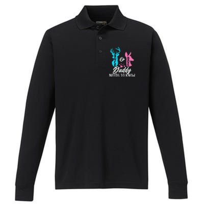 Funny Gender Reveal Buck Or Doe Daddy Needs To Know Performance Long Sleeve Polo