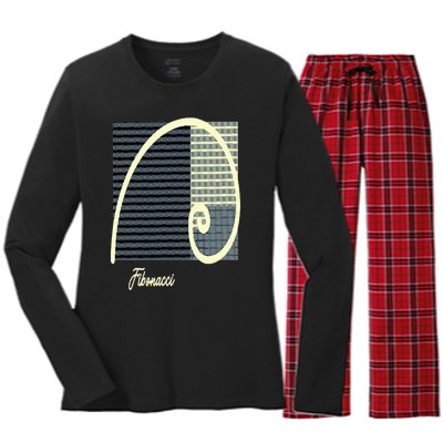 Fibonacci Golden Ratio spiral Women's Long Sleeve Flannel Pajama Set 