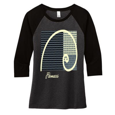 Fibonacci Golden Ratio spiral Women's Tri-Blend 3/4-Sleeve Raglan Shirt