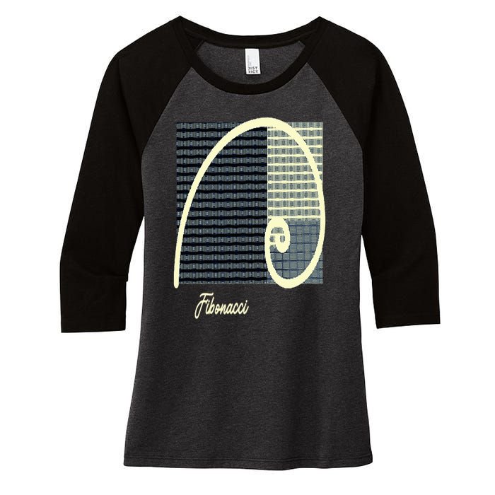 Fibonacci Golden Ratio spiral Women's Tri-Blend 3/4-Sleeve Raglan Shirt