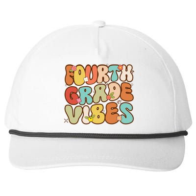 Fourth Grade Retro Back To School 4Th Grade Vibes Groovy Cool Gift Snapback Five-Panel Rope Hat