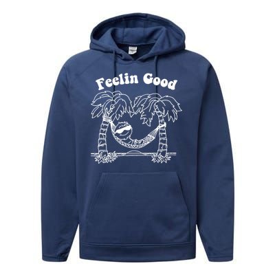 Feelin Good Relaxing In Hammock Performance Fleece Hoodie