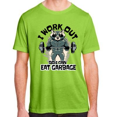 Funny Gym Raccoon I Workout So I Can Eat Garbage Adult ChromaSoft Performance T-Shirt