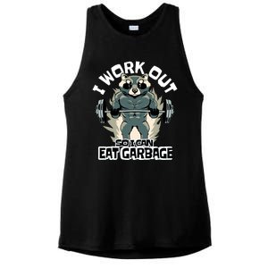 Funny Gym Raccoon I Workout So I Can Eat Garbage Ladies PosiCharge Tri-Blend Wicking Tank