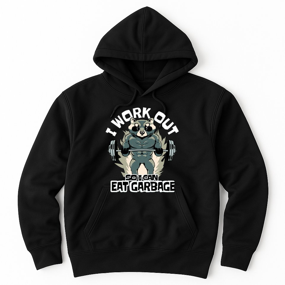 Funny Gym Raccoon I Workout So I Can Eat Garbage Hoodie