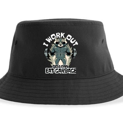 Funny Gym Raccoon I Workout So I Can Eat Garbage Sustainable Bucket Hat