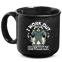 Funny Gym Raccoon I Workout So I Can Eat Garbage 15oz Campfire Ceramic Mug