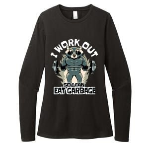 Funny Gym Raccoon I Workout So I Can Eat Garbage Womens CVC Long Sleeve Shirt