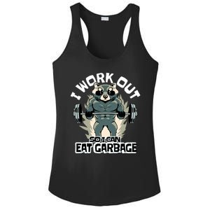 Funny Gym Raccoon I Workout So I Can Eat Garbage Ladies PosiCharge Competitor Racerback Tank