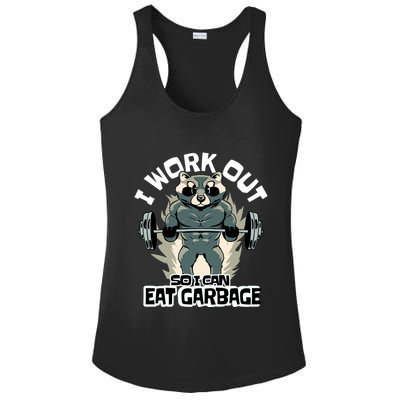 Funny Gym Raccoon I Workout So I Can Eat Garbage Ladies PosiCharge Competitor Racerback Tank