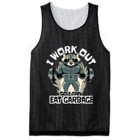 Funny Gym Raccoon I Workout So I Can Eat Garbage Mesh Reversible Basketball Jersey Tank