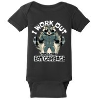 Funny Gym Raccoon I Workout So I Can Eat Garbage Baby Bodysuit