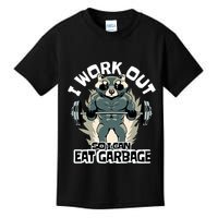Funny Gym Raccoon I Workout So I Can Eat Garbage Kids T-Shirt