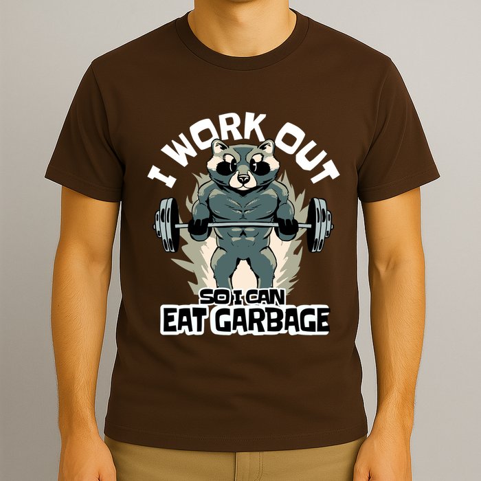 Funny Gym Raccoon I Workout So I Can Eat Garbage T-Shirt