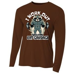 Funny Gym Raccoon I Workout So I Can Eat Garbage Cooling Performance Long Sleeve Crew