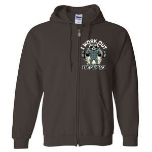 Funny Gym Raccoon I Workout So I Can Eat Garbage Full Zip Hoodie