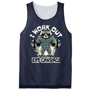 Funny Gym Raccoon I Workout So I Can Eat Garbage Mesh Reversible Basketball Jersey Tank