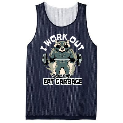 Funny Gym Raccoon I Workout So I Can Eat Garbage Mesh Reversible Basketball Jersey Tank