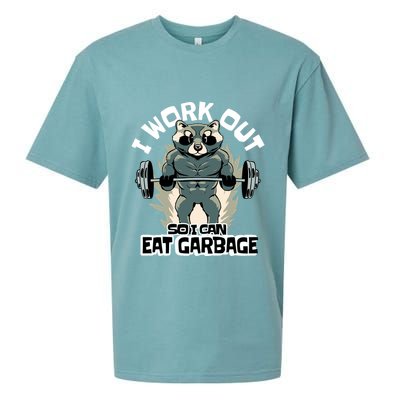 Funny Gym Raccoon I Workout So I Can Eat Garbage Sueded Cloud Jersey T-Shirt
