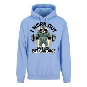 Funny Gym Raccoon I Workout So I Can Eat Garbage Unisex Surf Hoodie