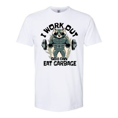 Funny Gym Raccoon I Workout So I Can Eat Garbage Softstyle CVC T-Shirt