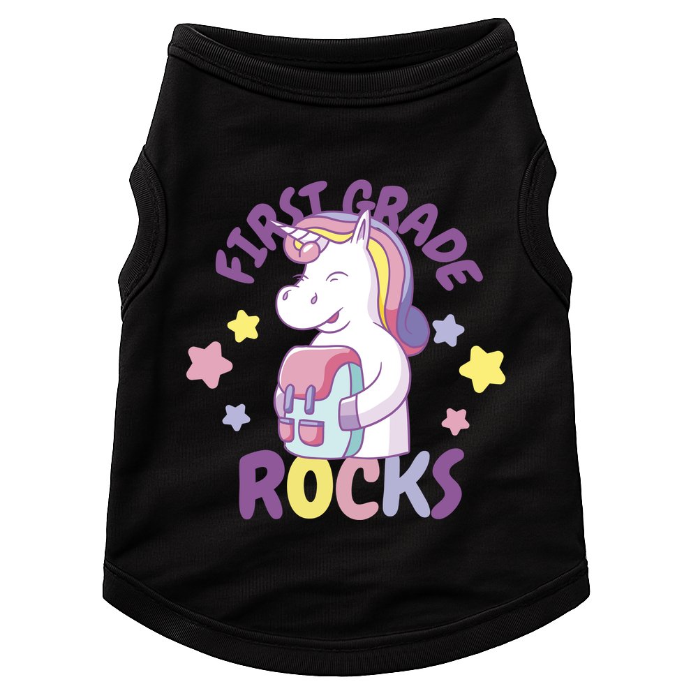 First Grade Rocks Unicorn Back To School Doggie Tank