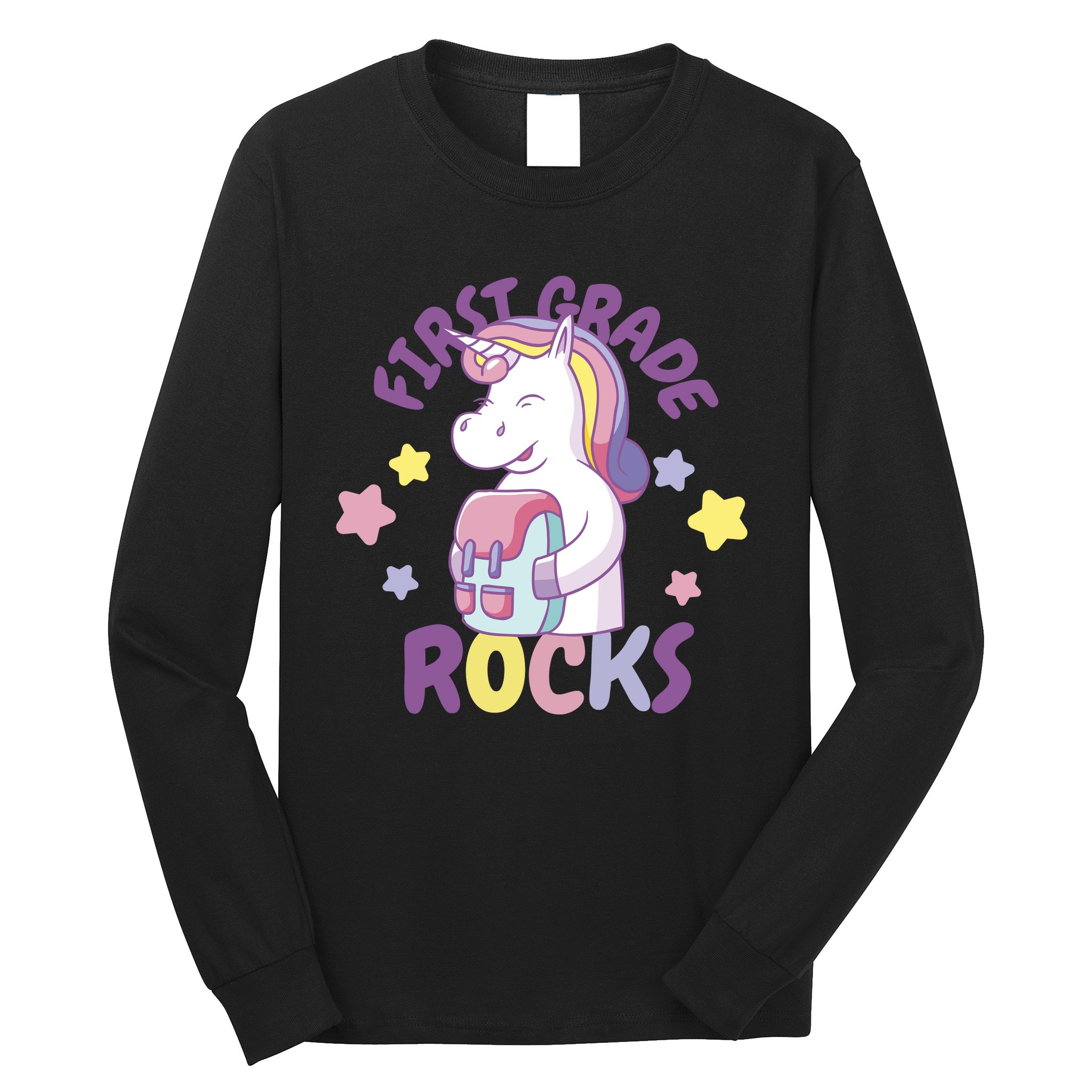 First Grade Rocks Unicorn Back To School Long Sleeve Shirt
