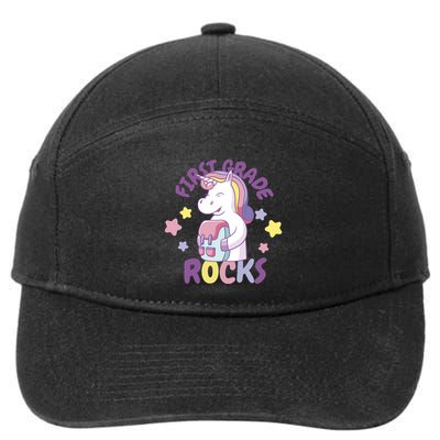 First Grade Rocks Unicorn Back To School 7-Panel Snapback Hat
