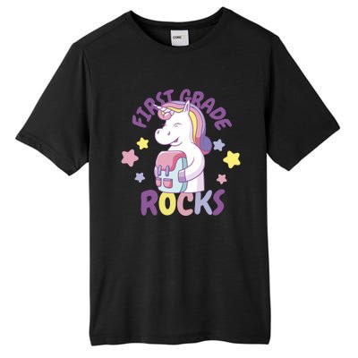 First Grade Rocks Unicorn Back To School Tall Fusion ChromaSoft Performance T-Shirt