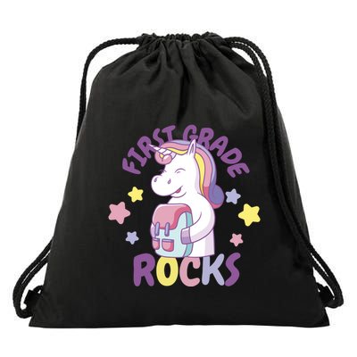 First Grade Rocks Unicorn Back To School Drawstring Bag