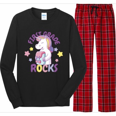 First Grade Rocks Unicorn Back To School Long Sleeve Pajama Set