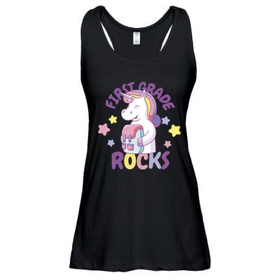 First Grade Rocks Unicorn Back To School Ladies Essential Flowy Tank